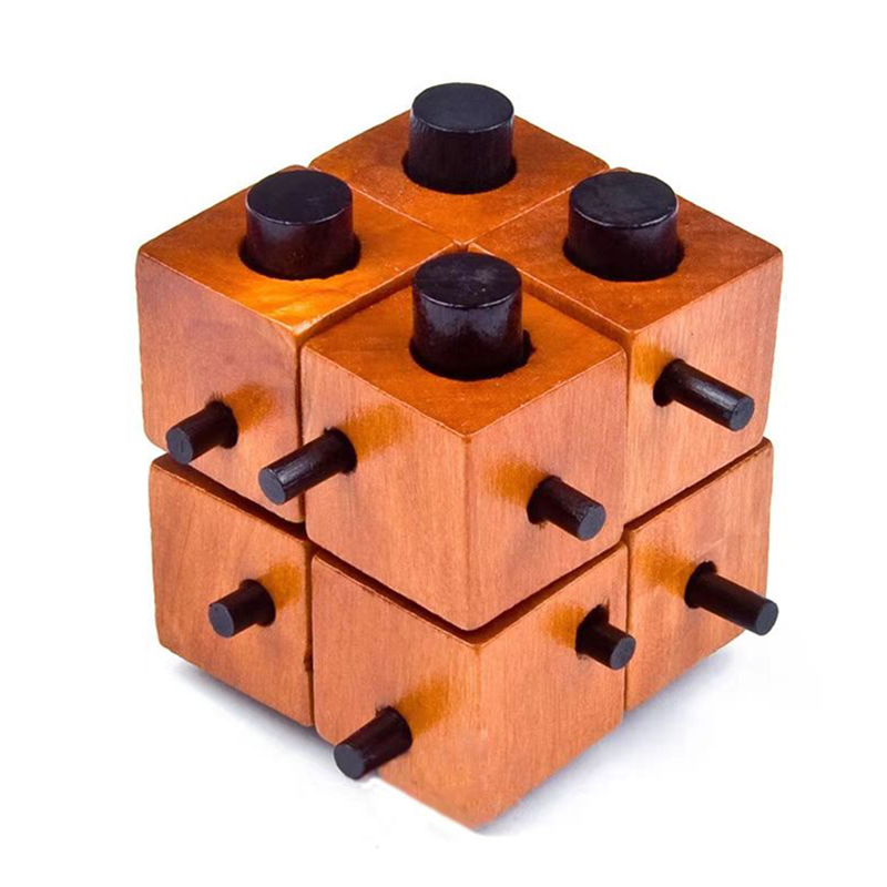 Brain Teaser Cube - Casse-têtes en bois : jeu d'interverrouillage