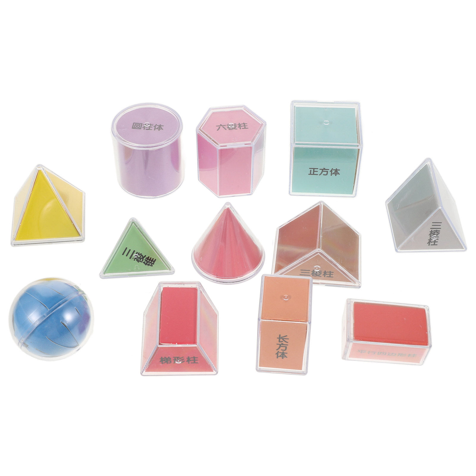 Math Manipulative Set - Ensemble de 8 solides géométriques transparents